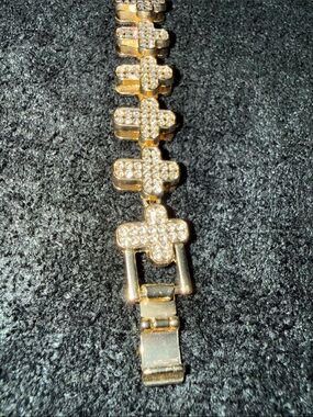 Gold Crystal Cross Link Bracelet for Women